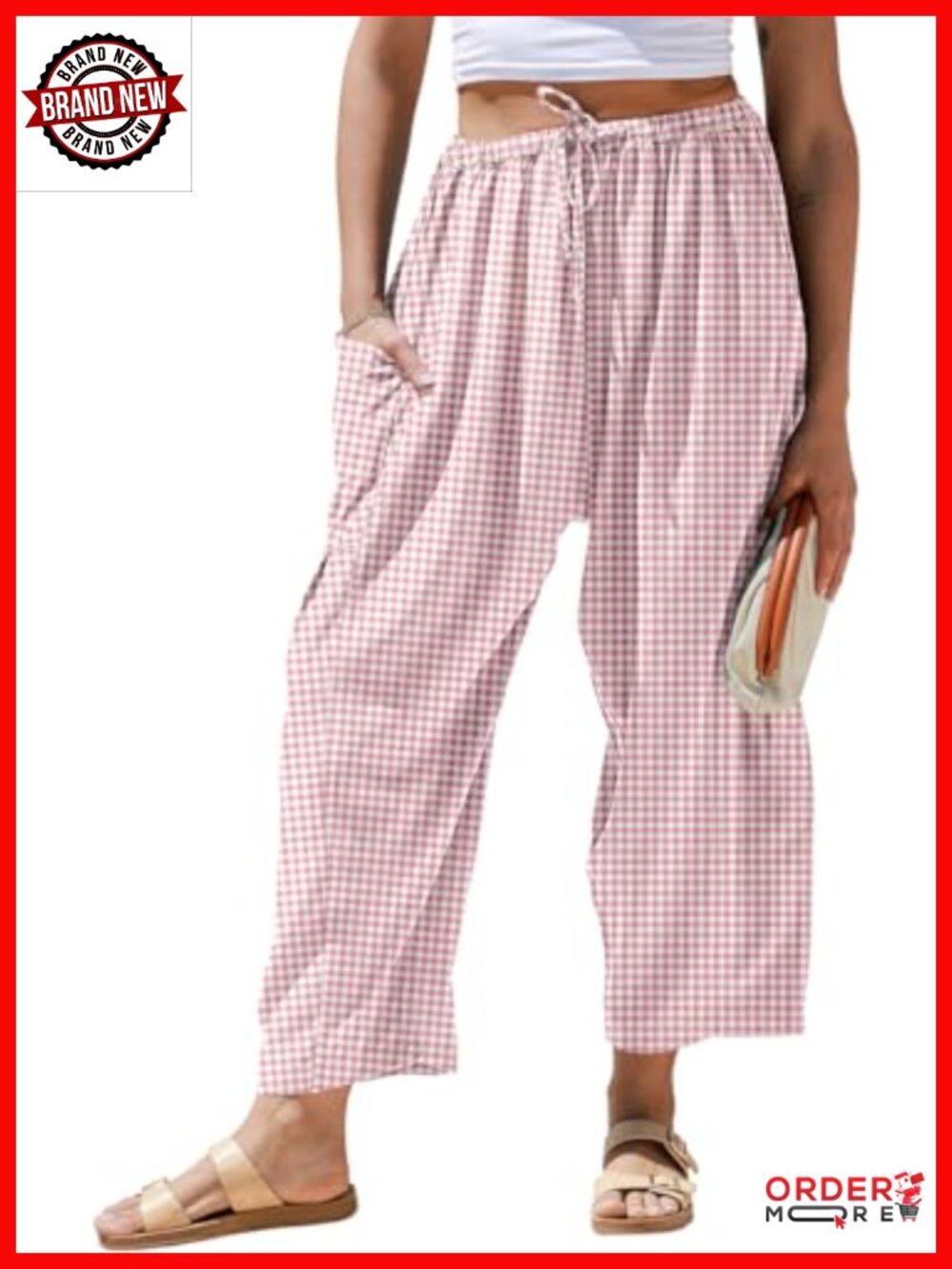Wide Leg Linen Palazzo Harem Pants Drawstring Waist Pockets